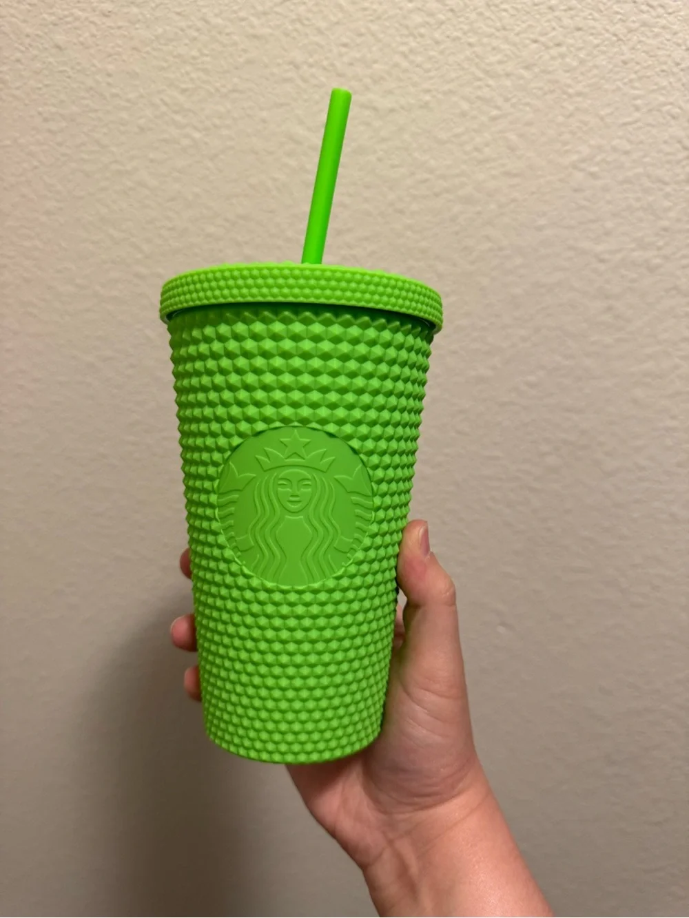 Starbucks Neon Green Studded Reusable Cup with Straw